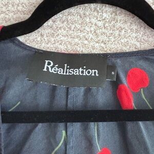 Realisation Par Black Blouse with Red Floral Design